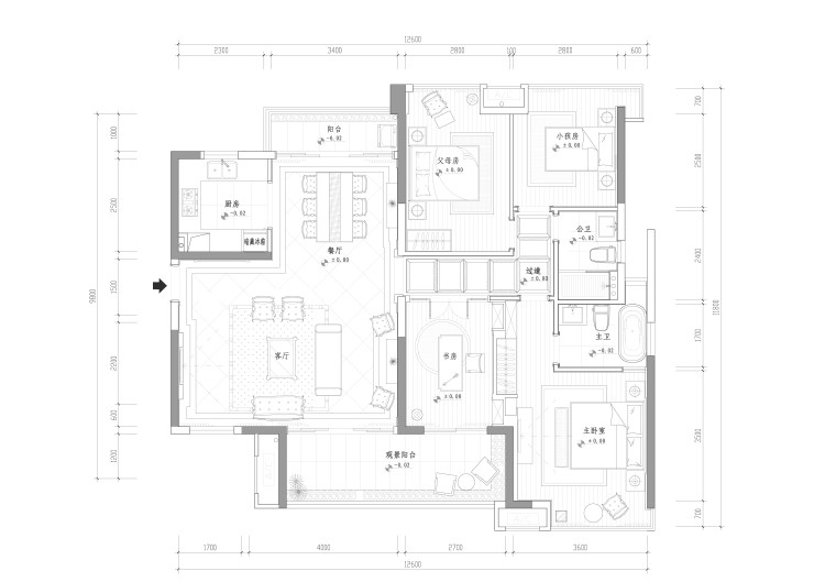 橡樹灣160平4居室歐式古典風